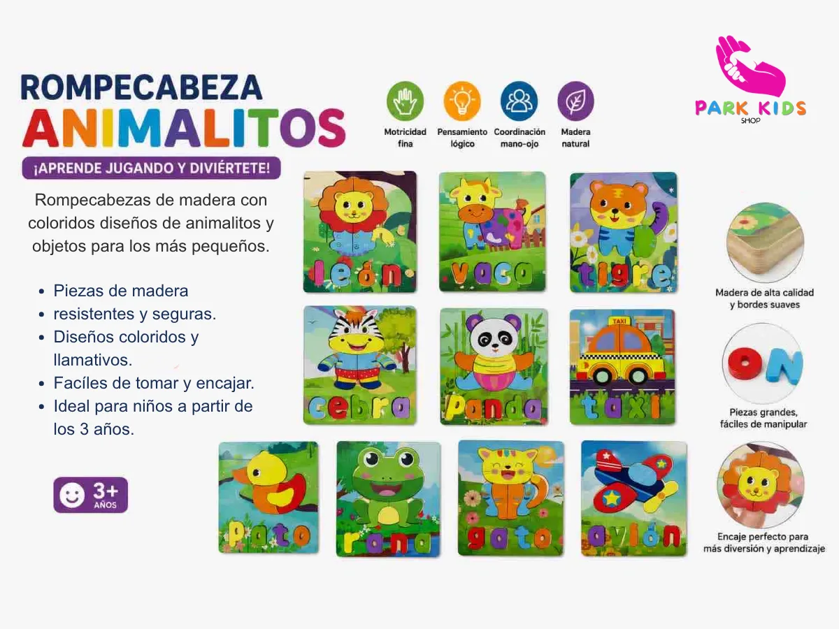 Rompecabezas Animalitos de Madera